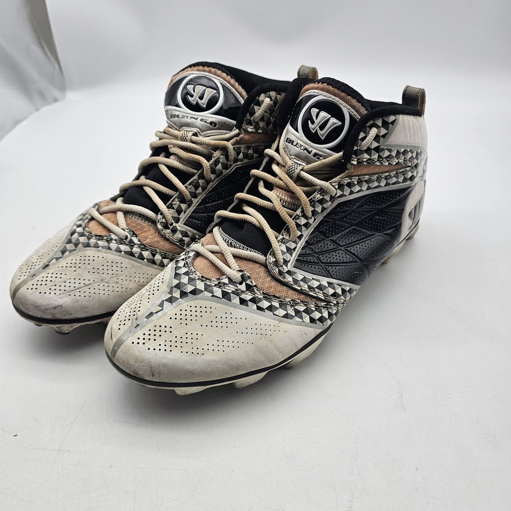 Warrior Burn 6.0 Shoes Mens‎ Size 11.5 White Black Lacrosse Cleats Spikes